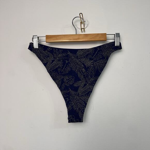 Skatie Rachel Swim Bottom Size Large Navy And Gold Swimsuit High Cut Cheeky - Picture 2 of 6